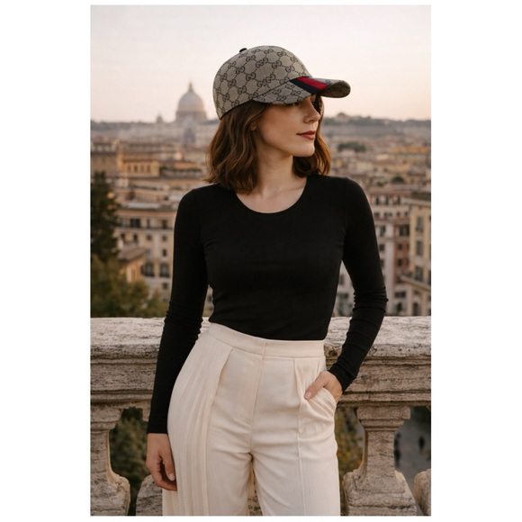 Gucci Other - Gucci Monogram Baseball Hat with Stripe